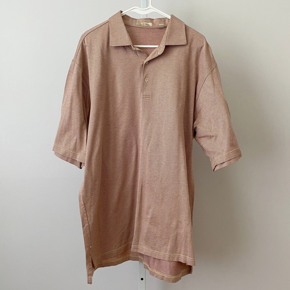 Peter Millar XL Orange Herringbone Polo Shirt old money preppy polo country club